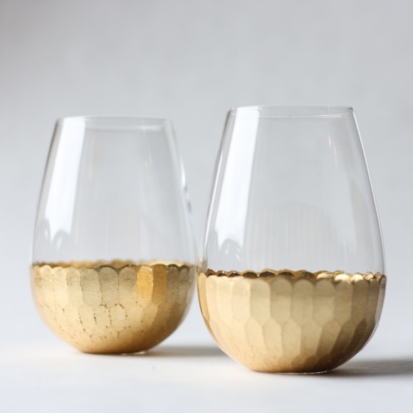 Cost Plus World Market Other - Gold Stemless Wine Glasses - Set of 2